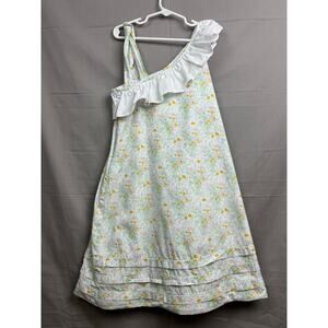 Shrimp & Grits Girl’s Sleeveless Cotton Floral Dress With Neck Ruffle, Size 10